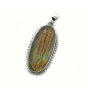 labradorite oval gemstone silver pendant