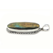 labradorite oval gemstone silver pendant