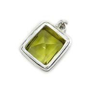 lemon quartz square silver gemstone pendant