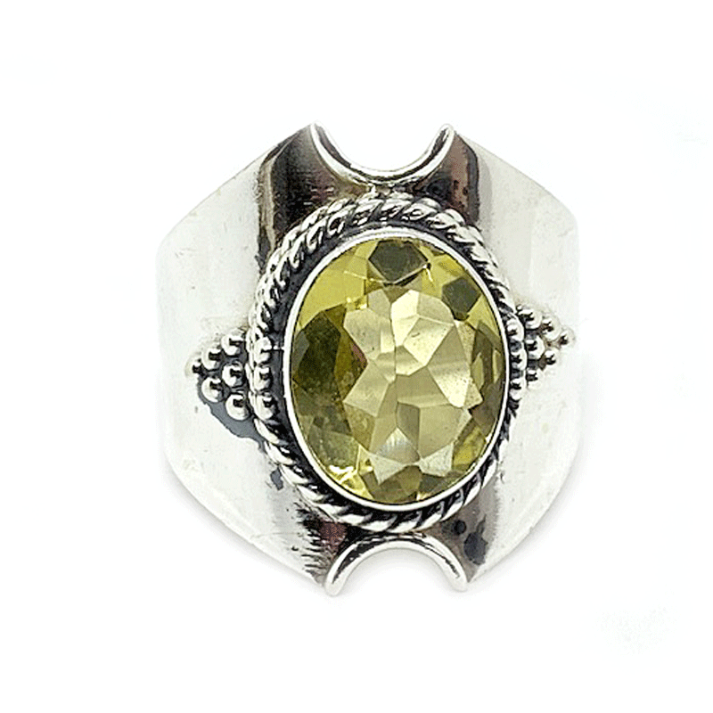 lemon quartz silver gemstone ring