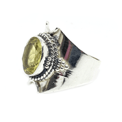 lemon quartz silver gemstone ring