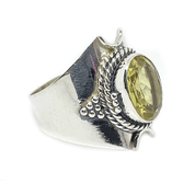 lemon quartz silver gemstone ring