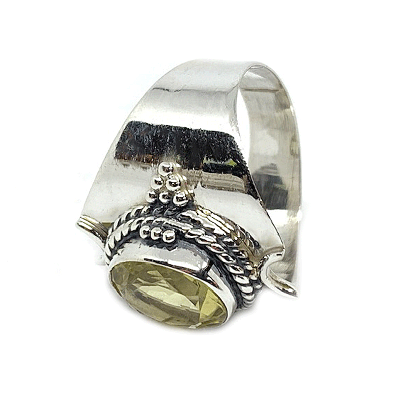 lemon quartz silver gemstone ring
