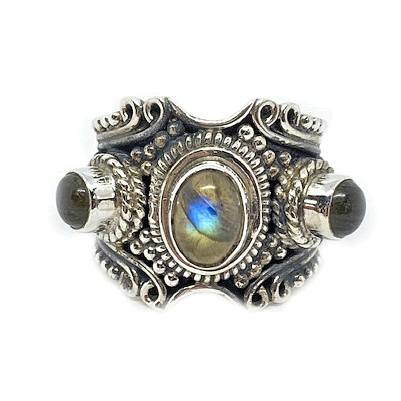 labradorite chunky silver gemstone ring