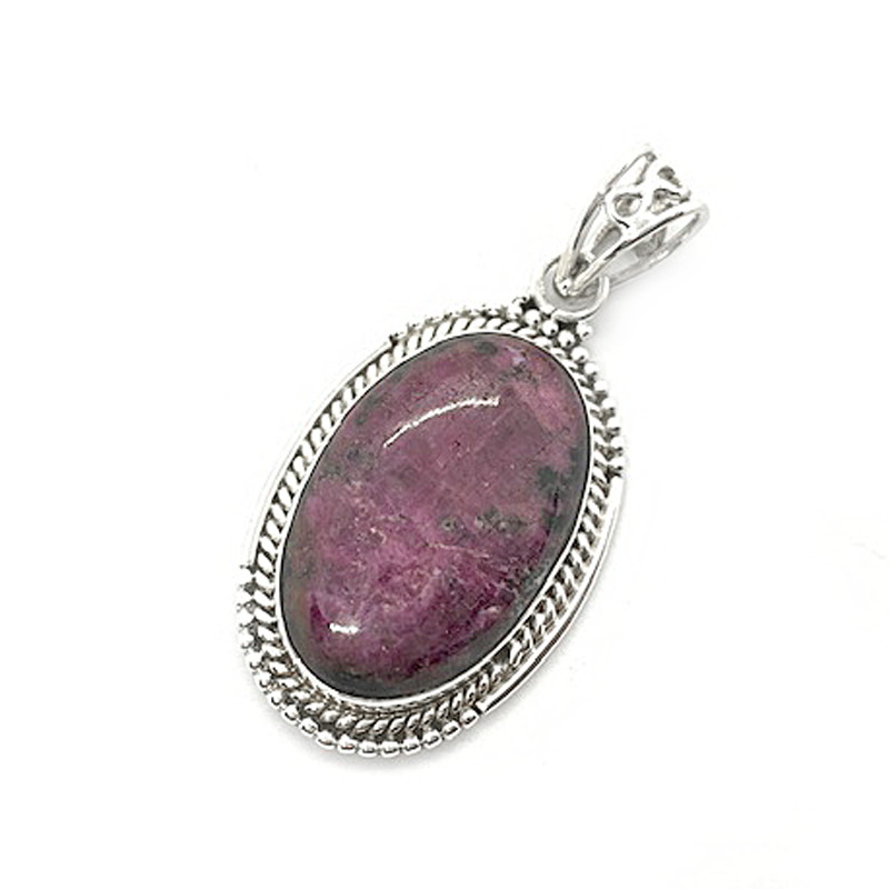 ruby zoisite gemstone sterling silver pendant