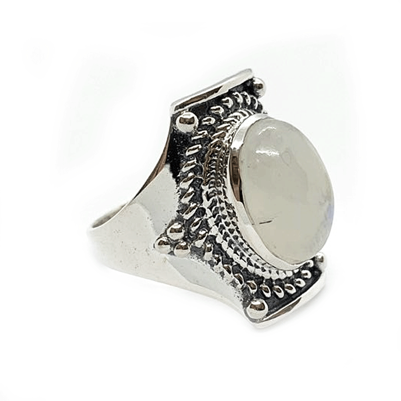 moonstone silver gemstone ring