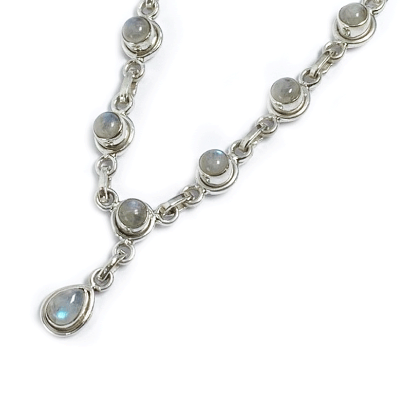 moonstone gemstone silver necklace