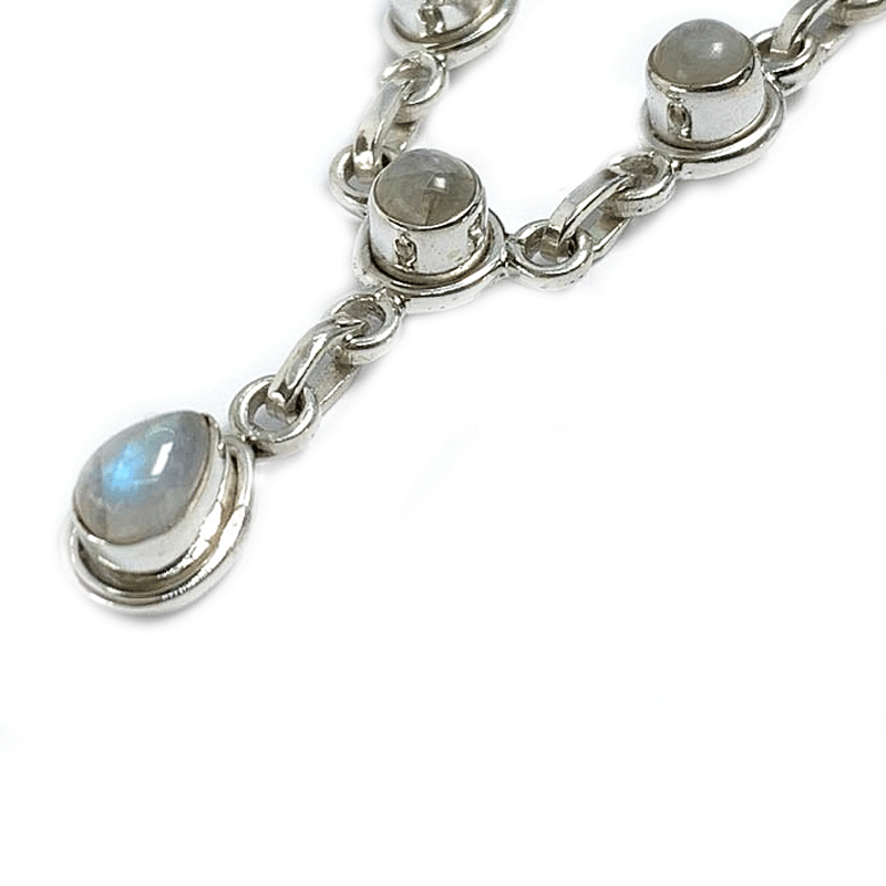 moonstone gemstone silver necklace