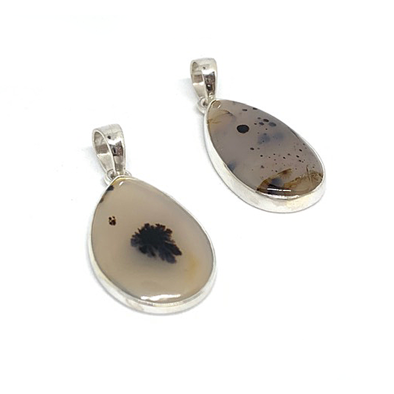 montana agate gemstone silver pendant