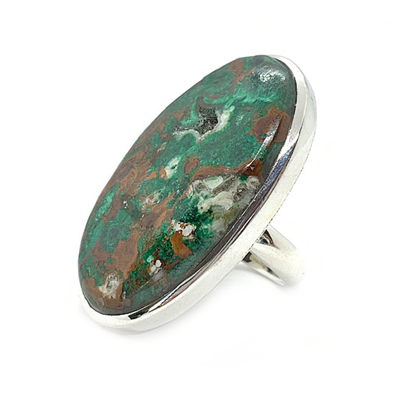 chunky statement chrysocolla sterling silver ring