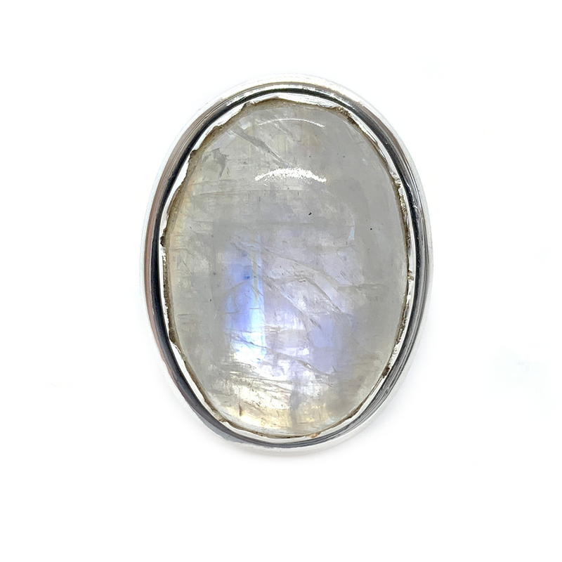 oval moonstone silver gemstone ring