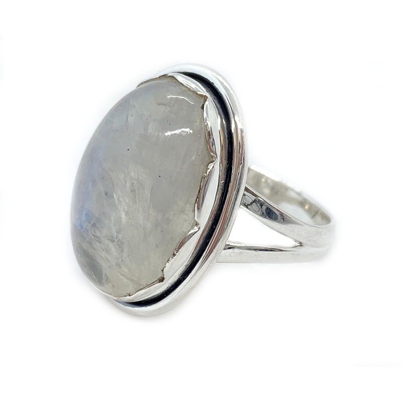 oval moonstone silver gemstone ring