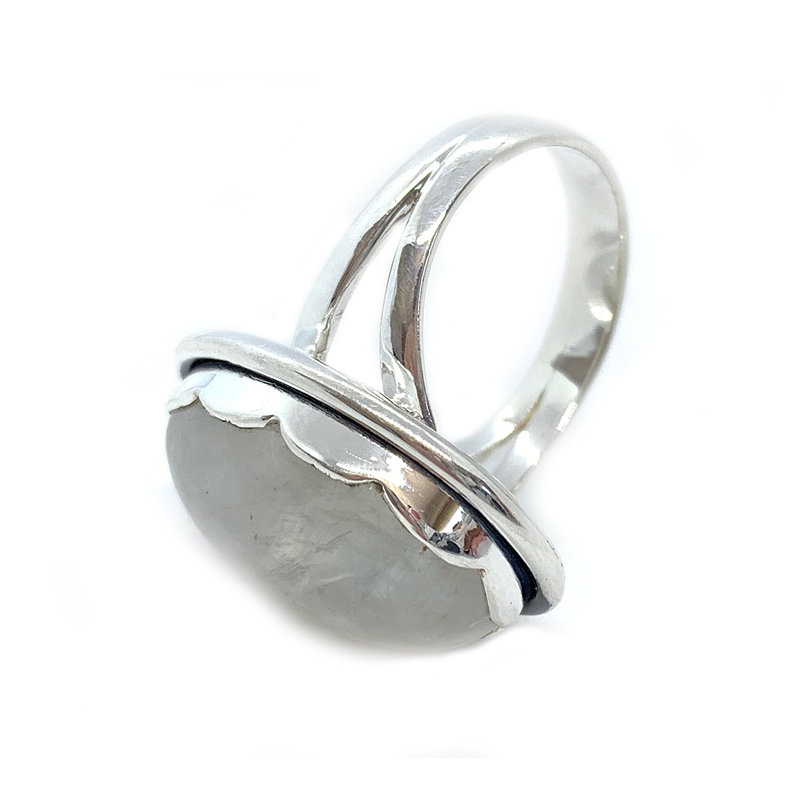 oval moonstone silver gemstone ring