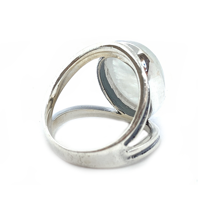 oval moonstone gemstone silver ring