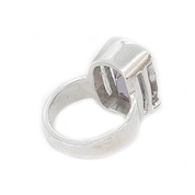 mystic topaz square silver gemstone ring