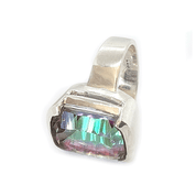 mystic topaz square silver gemstone ring