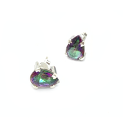 mystic topaz teardrop gemstone sterling silver earrings