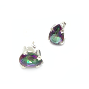 mystic topaz teardrop gemstone sterling silver earrings