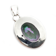 oval mystic topaz gemstone silver pendant