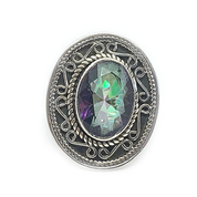 mystic topaz gemstone silver ring