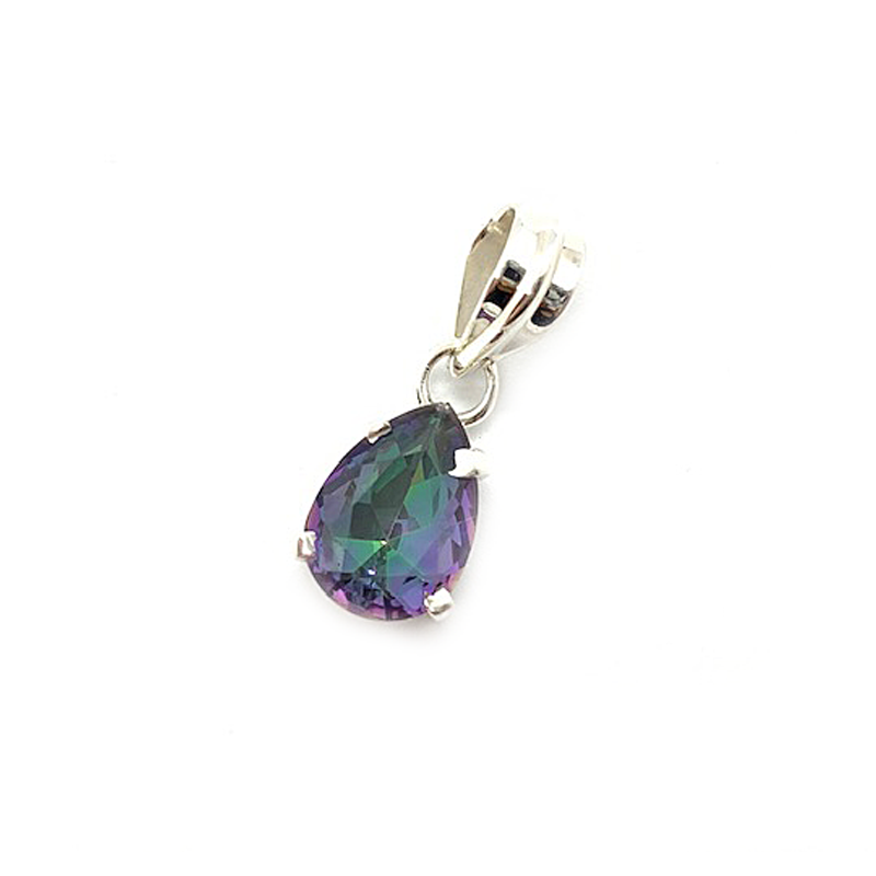 teardrop mystic topaz silver pendant