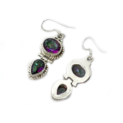 mystic topaz double gemstone silver earrings