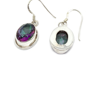 mystic topaz oval gemstone sterling silver earrings