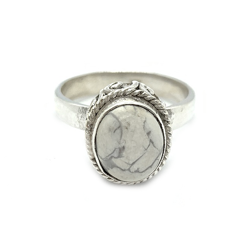 howlite sterling silver gemstone boho ring