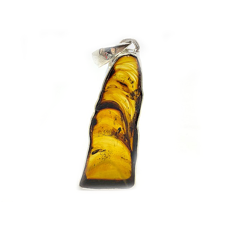 amber pendant in sterling silver