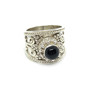 black onyx sterling silver tribal boho gemstone ring