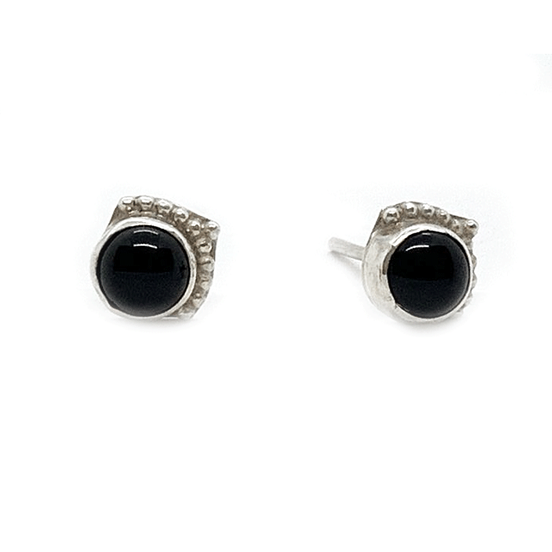 black onyx silver gemstone earrings