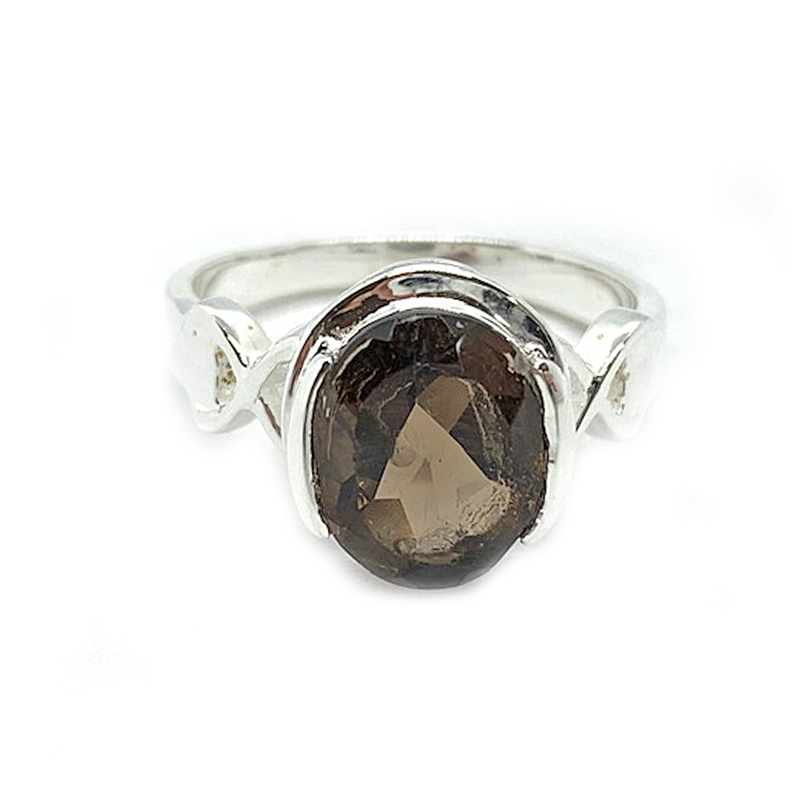 smoky quartz gemstone silver ring