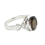 smoky quartz gemstone silver ring