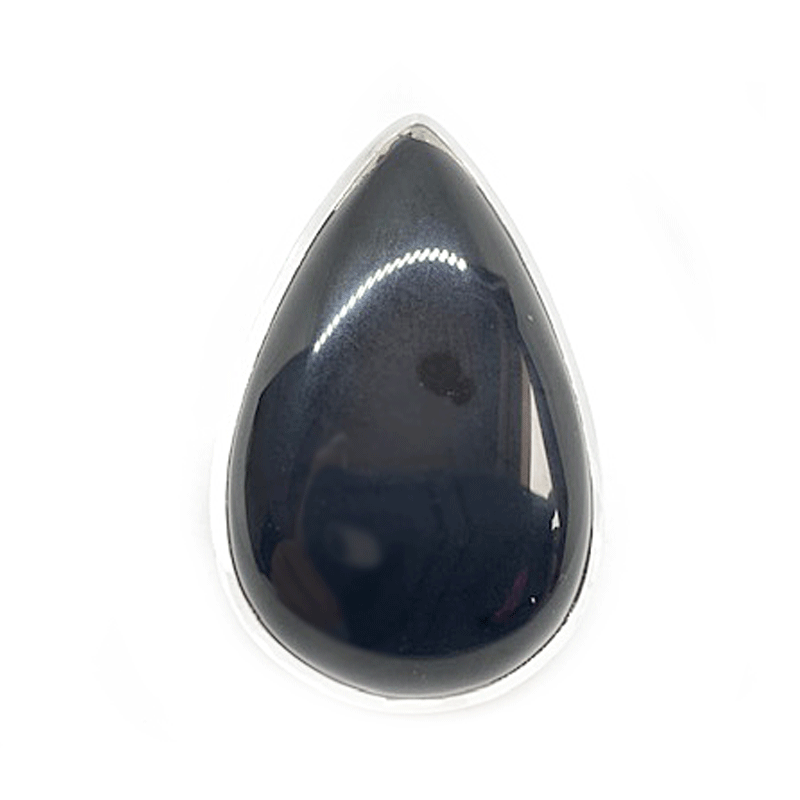 black onyx large teardrop statement silver gemstone ring