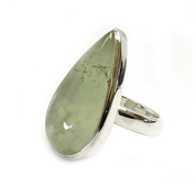 prehnite silver gemstone ring