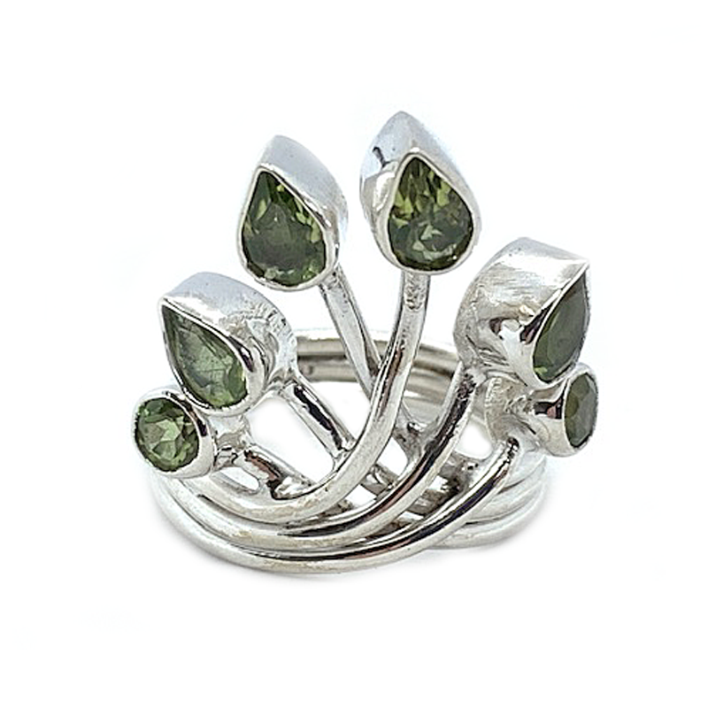 peridot gemstone silver teardrop ring