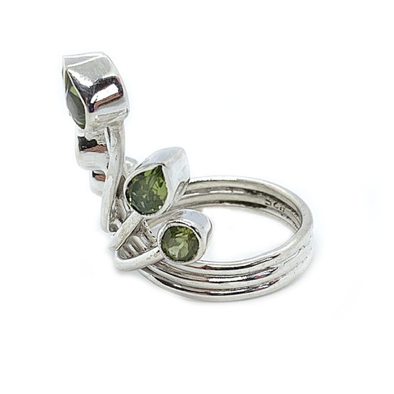 peridot gemstone silver teardrop ring