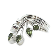 peridot gemstone silver teardrop ring