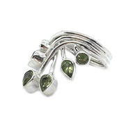 peridot gemstone silver teardrop ring