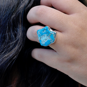 raw turquoise gemstone sterling silver ring