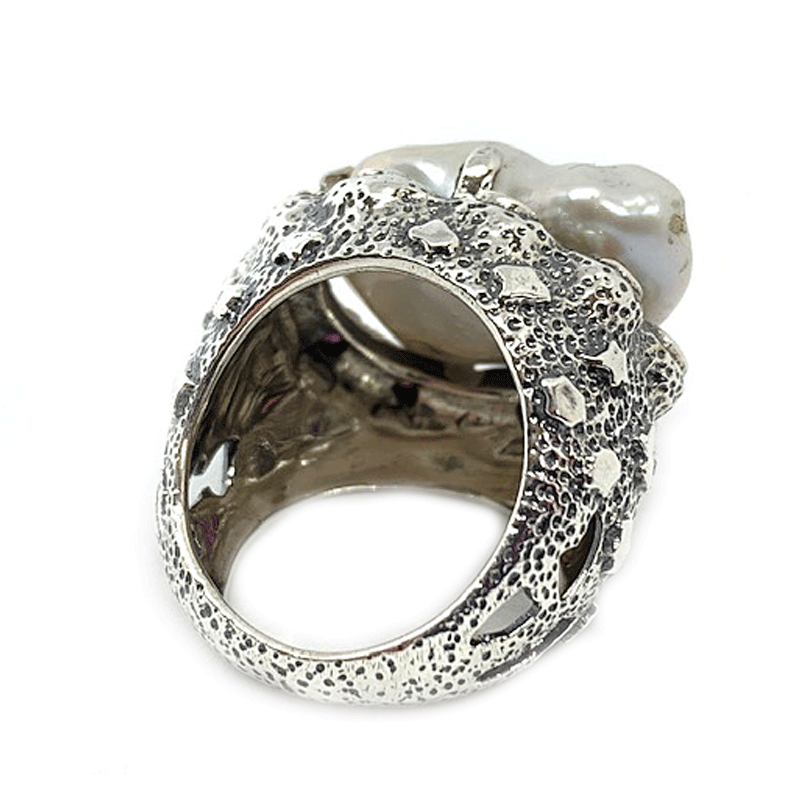 mabe pearl tourmaline peridot silver gemstone ring