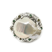 mabe pearl tourmaline peridot silver gemstone ring
