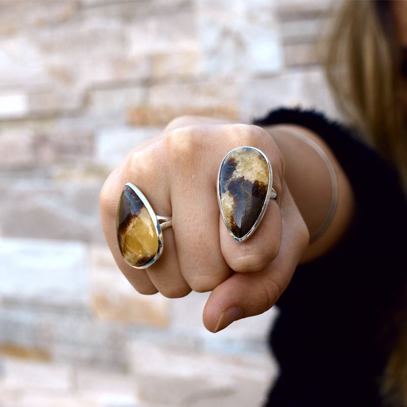 septarian gemstone silver ring