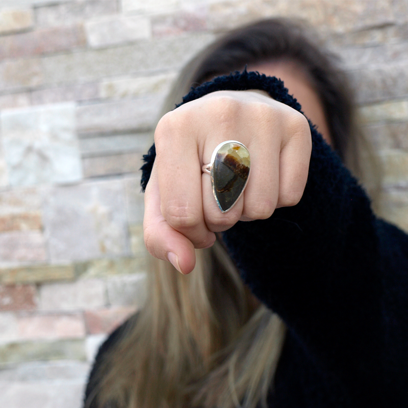 septarian gemstone silver ring