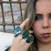 big statement chrysocolla gemstone silver ring