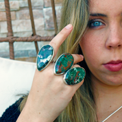 big statement chrysocolla gemstone silver ring