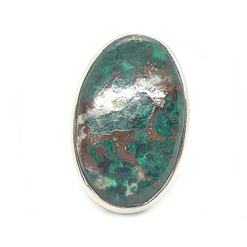 big statement chrysocolla silver gemstone ring