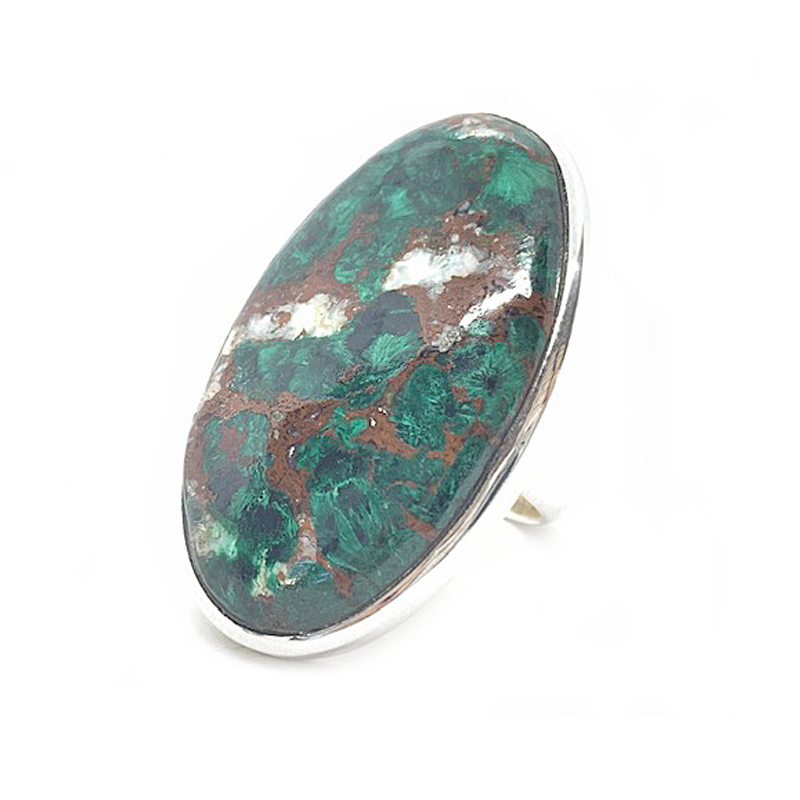 big statement chrysocolla silver gemstone ring