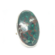 big statement chrysocolla silver gemstone ring