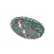 big statement chrysocolla silver gemstone ring